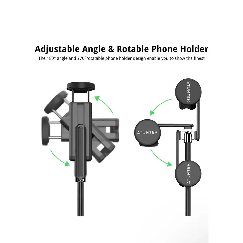 Selfie Stick Tripod, Extendable Aluminum Bluetooth Selfie Stick with Remote